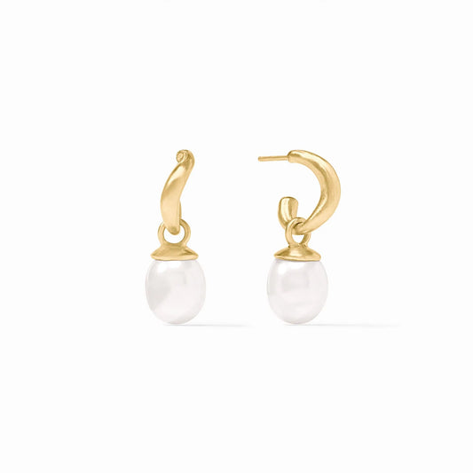 Wave Hoop & Charm Earring Pearl