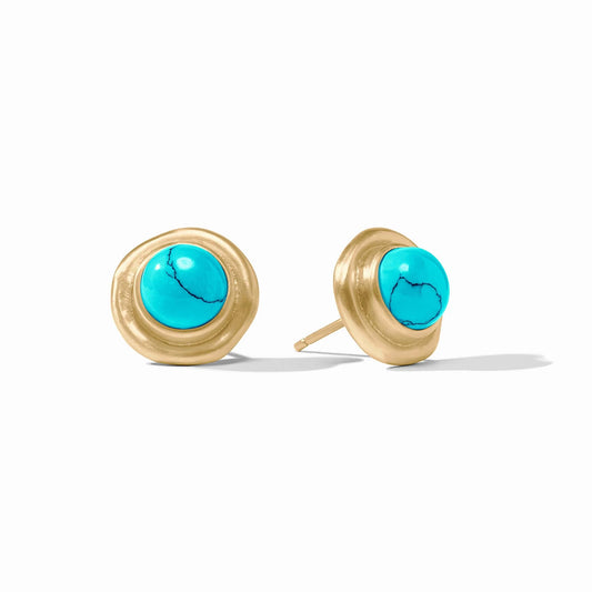 Wave Stone Stud Turquoise Blue