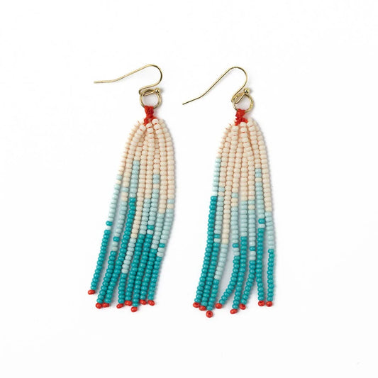 Abbey tassel ombre seed bead earring turquoise
