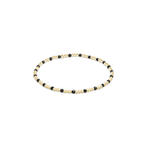 GEMSTONE GOLD SINCERITY PATTERN 2MM BEAD BRACELET - FACETED HEMATITE