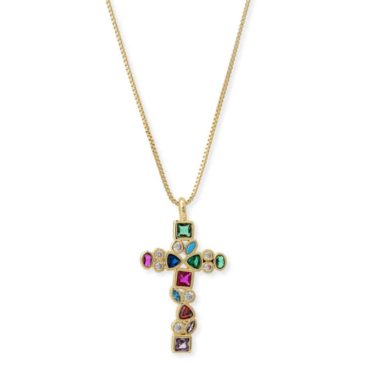 MOSAIC CROSS NECKLACE - N-260