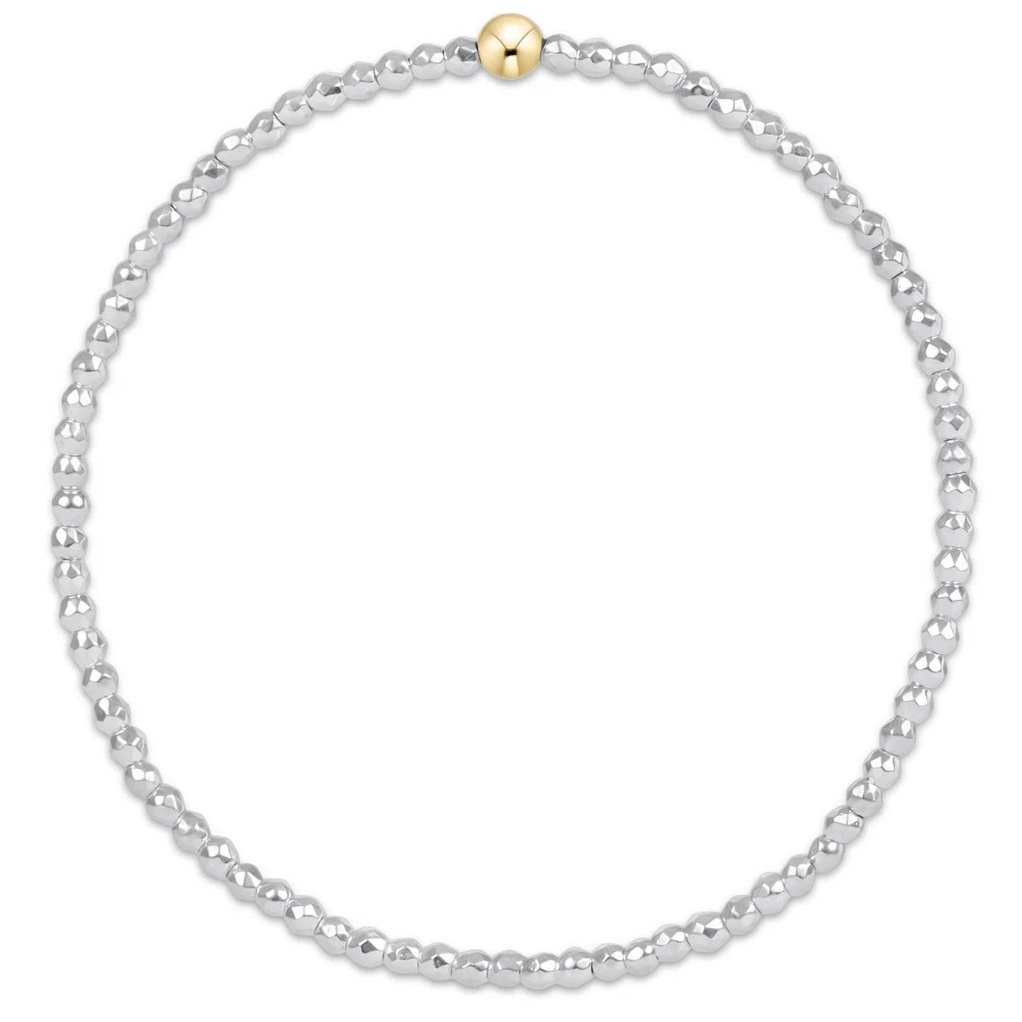 Bright Silver Faceted Hematite 2mm Bead Bracelet - SS