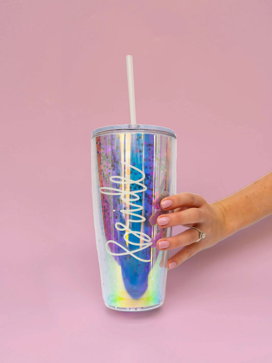 Straw Tumbler Iridescent Bride