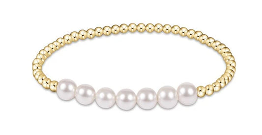 Classic Gold Beaded Bliss 3mm Bead Bracelet - 6mm Pearl