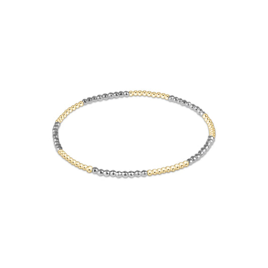 Blissful Pattern 2mm Bead Bracelet - Bright Silver Faceted Hematite