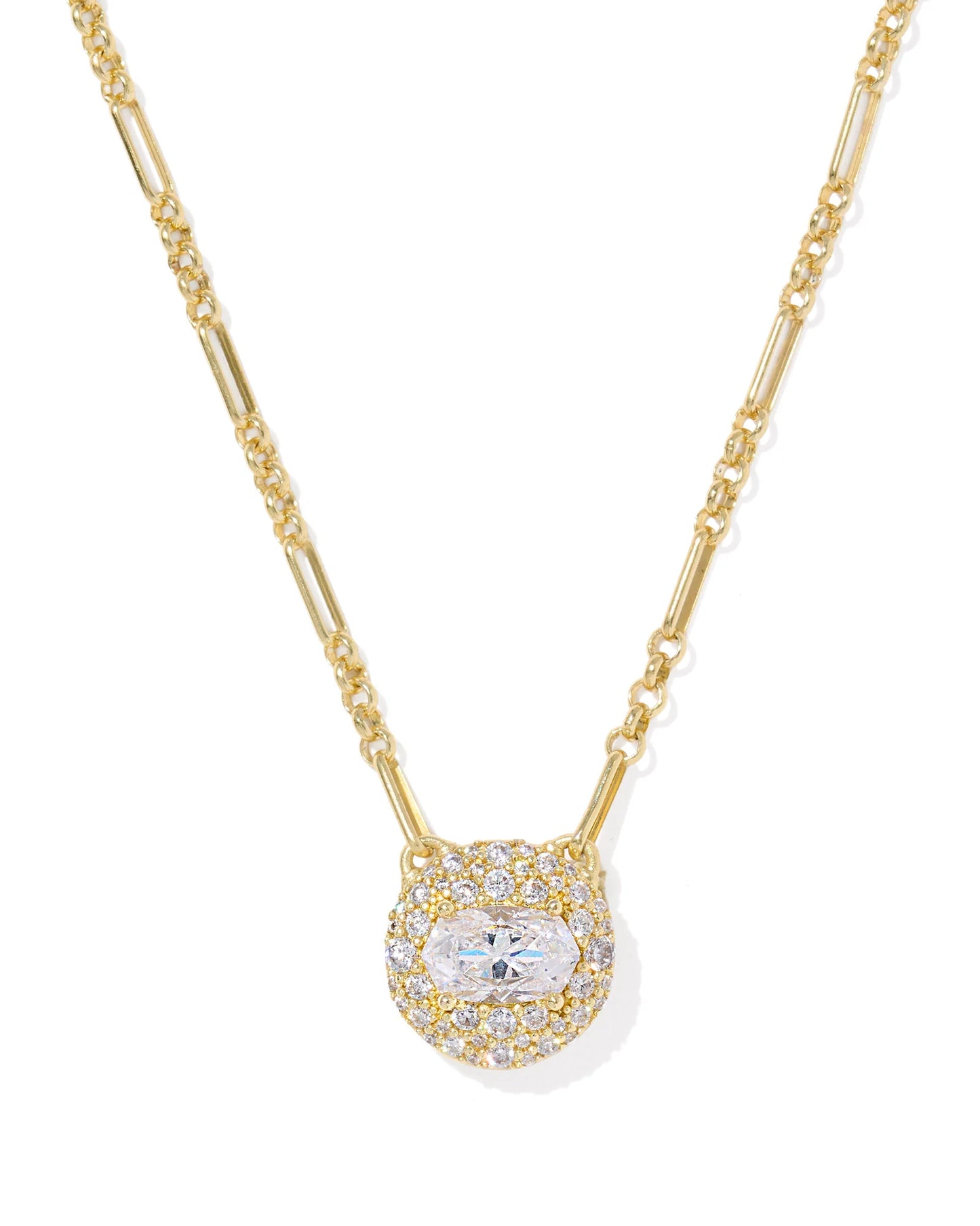 BELLA SHORT PENDANT NECKLACE GOLD WHITE CZ