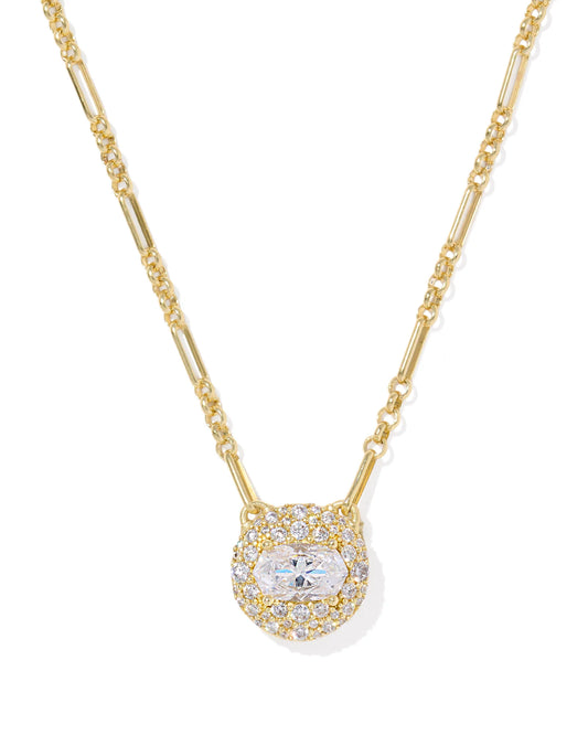BELLA SHORT PENDANT NECKLACE GOLD WHITE CZ