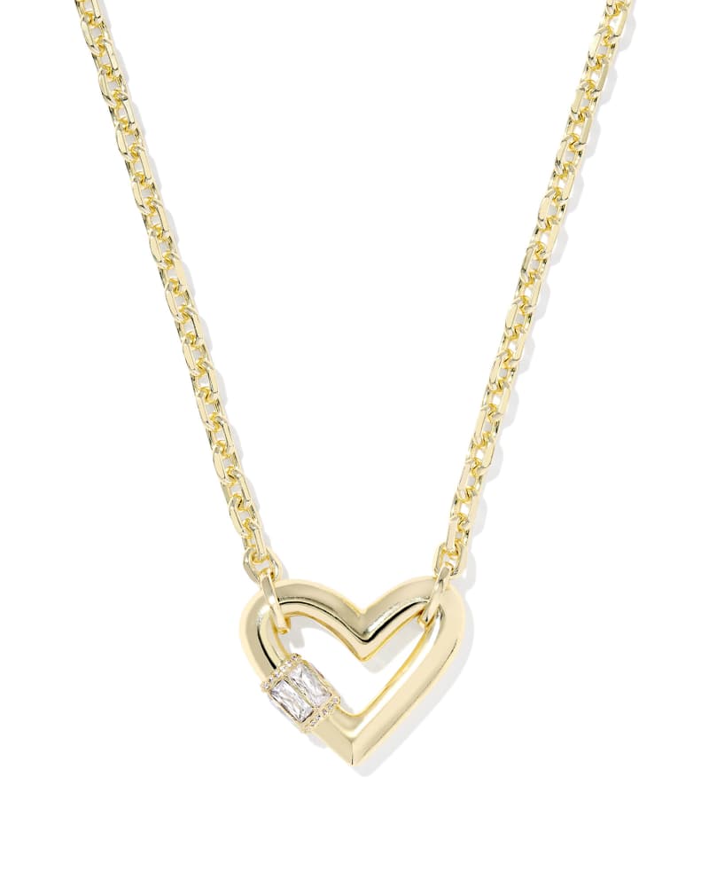 EMERY HEART SHORT PENDANT NECKLACE GOLD WHITE CZ