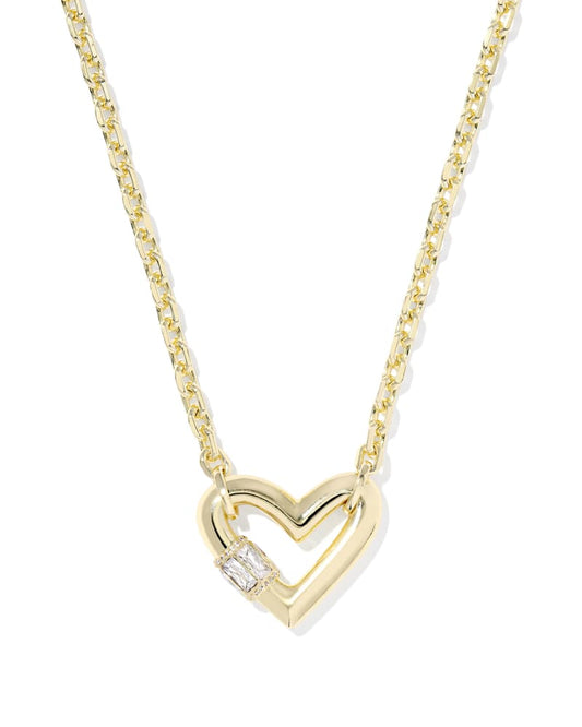 EMERY HEART SHORT PENDANT NECKLACE GOLD WHITE CZ