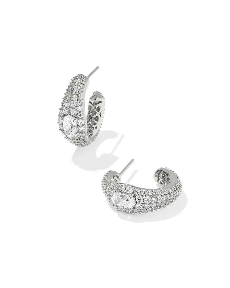 BELLA HOOP EARRINGS SILVER WHITE CZ