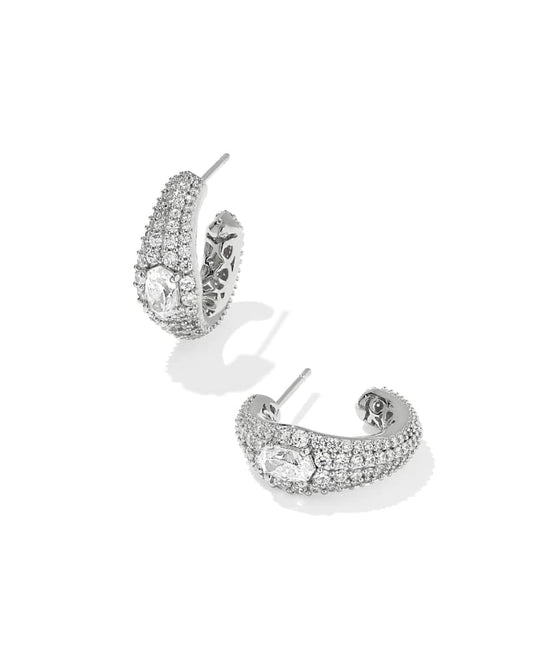 BELLA HOOP EARRINGS SILVER WHITE CZ
