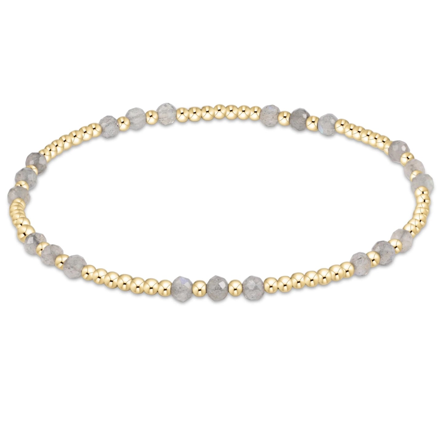 Gemstone Gold Joy Pattern 3mm Bead Bracelet - Labradorite