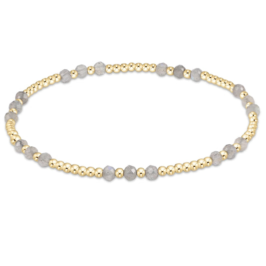 Gemstone Gold Joy Pattern 3mm Bead Bracelet - Labradorite