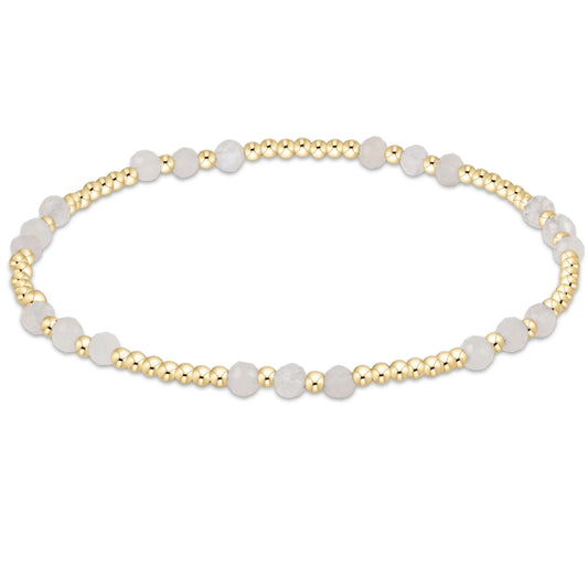 Gemstone Gold Joy Pattern 3mm Bead Bracelet - Moonstone