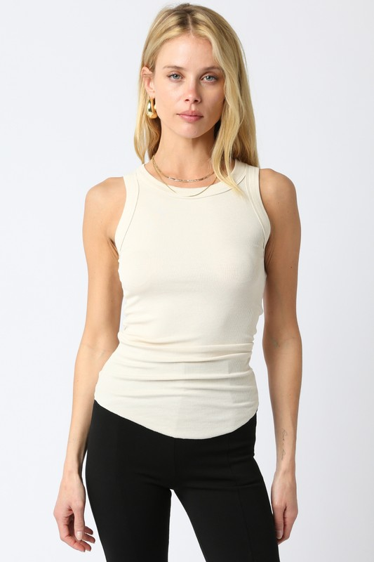 RIBBED FITTED SCOOP NECK TANK