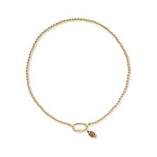 FOOTBALL METAL STRAND NECKLACE GOLD WHITE CZ