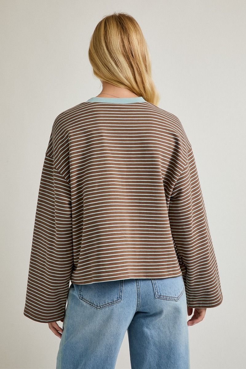 LONG SLEEVE STRIPE BOXY TOP