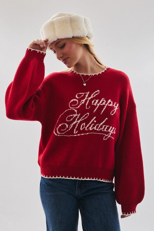 HAPPY HOLIDAYS GRAPHIC SWEATER