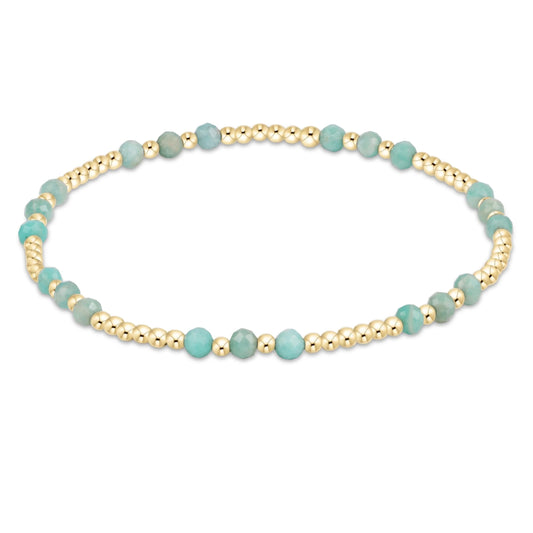 Gemstone Gold Joy Pattern 3mm Bead Bracelet - Amazonite
