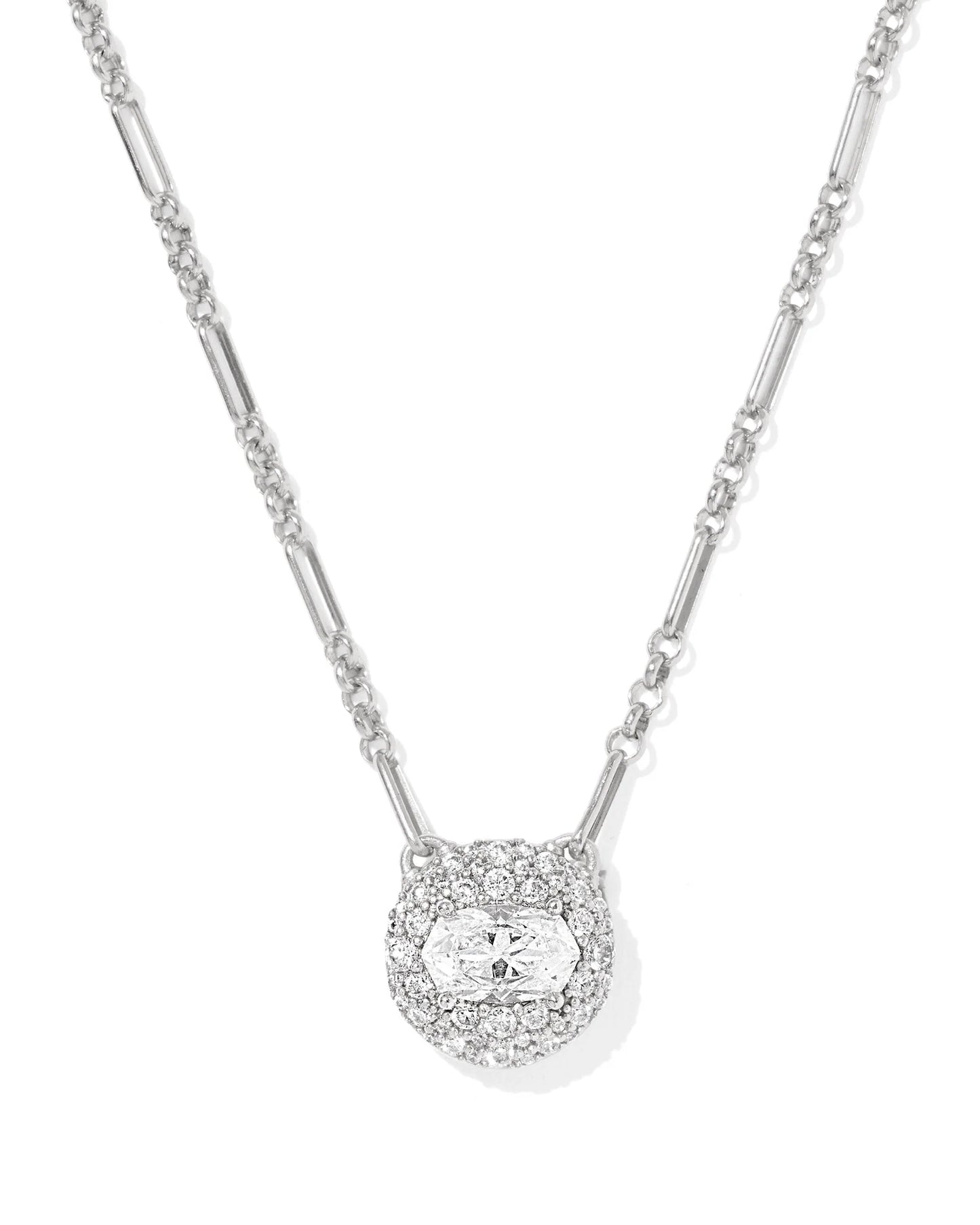 BELLA SHORT PENDANT NECKLACE SILVER WHITE CZ