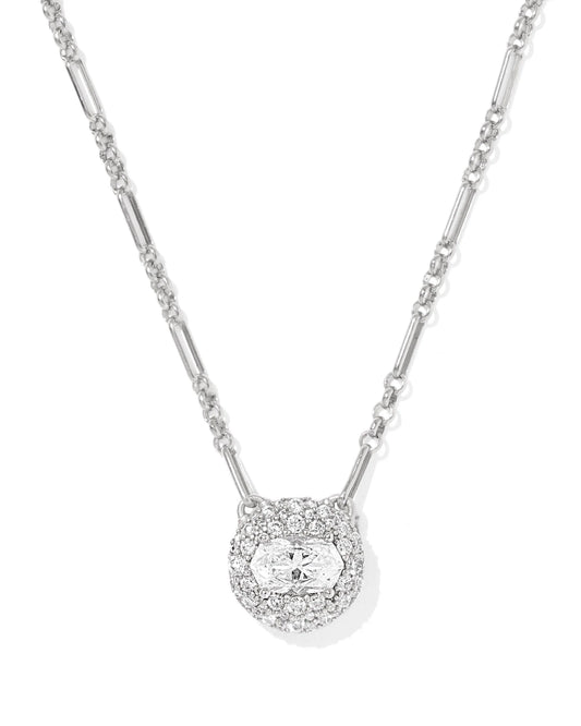 BELLA SHORT PENDANT NECKLACE SILVER WHITE CZ