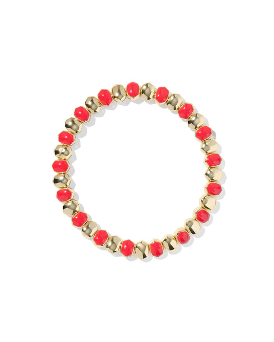 DAPHNE ENAMEL STRETCH BRACELET GOLD RED ENAMEL