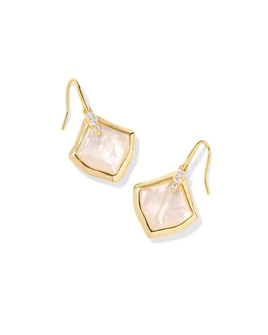JOELLE SMALL DROP EARRINGS GOLD IVORY MOTHER OF PEARL