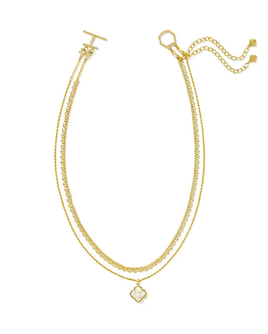 MALLORY ROSE MULTI STRAND NECKLACE GOLD IVORY MOTHER OF PEARL
