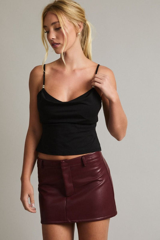 LAYERED BRA COWL NECK TOP