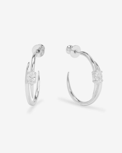 She's On Point Lasso Hoops 1' Silver