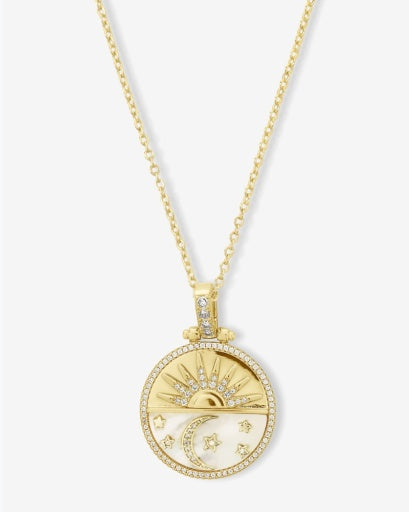 New Beginnings Medallion Necklace Gold White