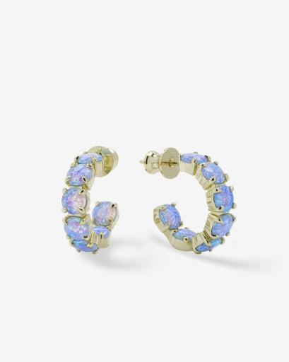 Oh SHE Fancy .75' Blue Opal Hoops
