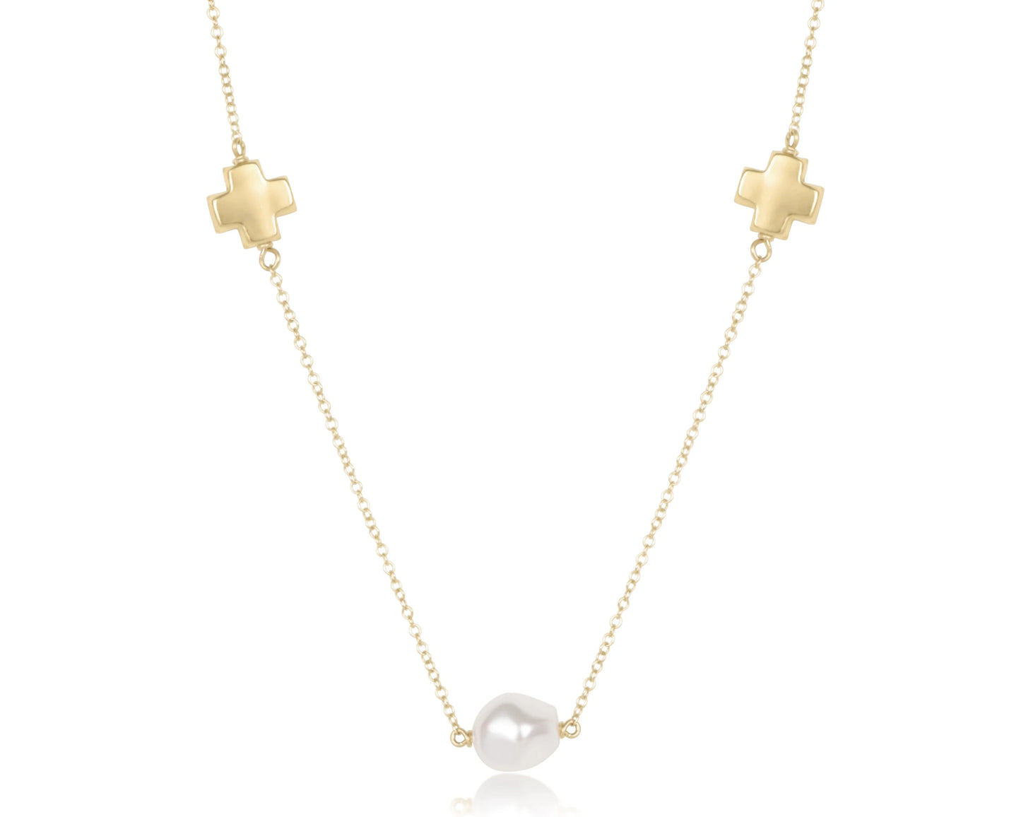 15" Choker Signature Cross Admire Simplicity Chain Gold - Pearl