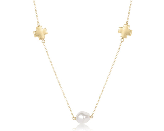 15" Choker Signature Cross Admire Simplicity Chain Gold - Pearl