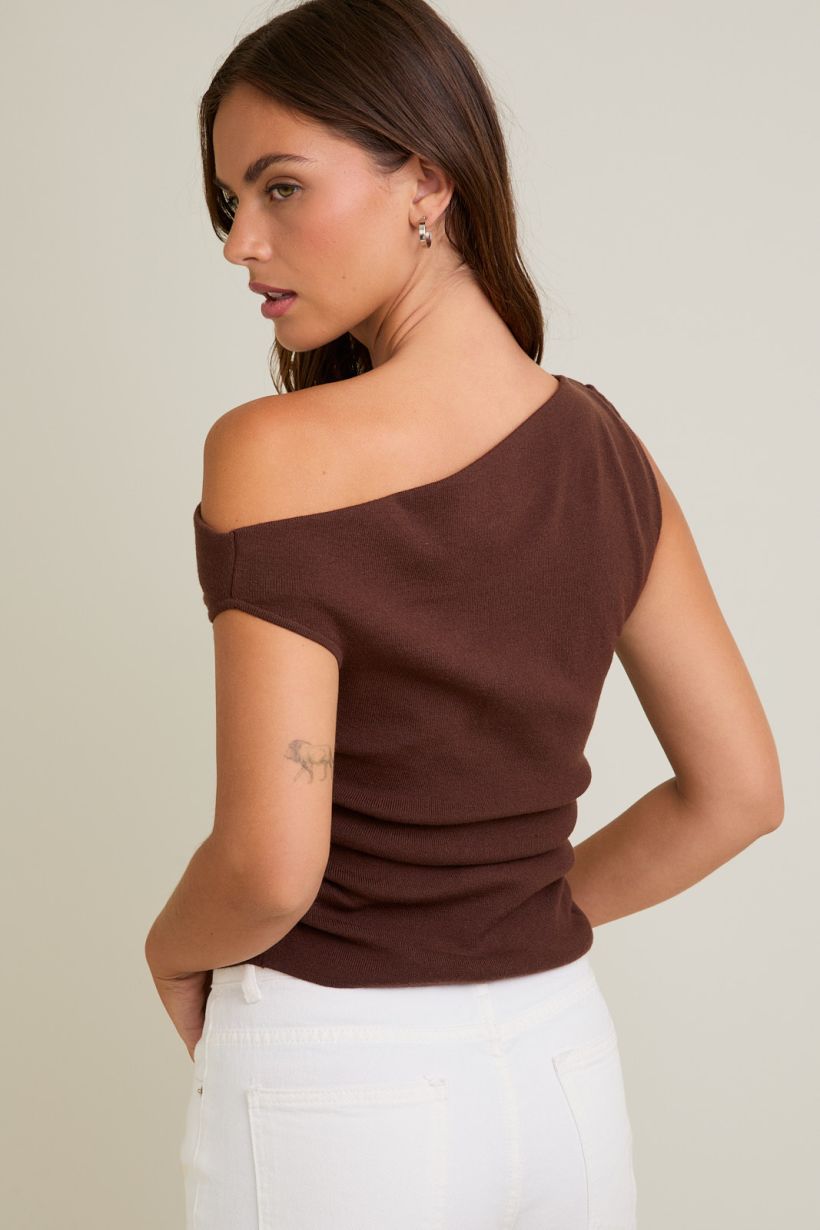 Asymmetrical Neck Sweater Top