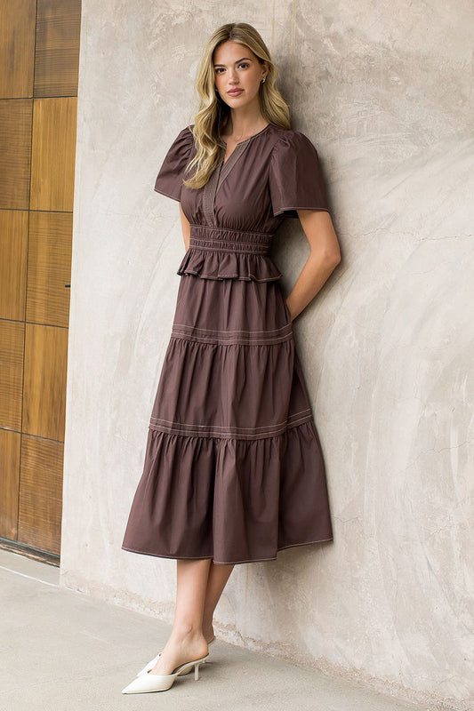 TIERED MIDI DRESS
