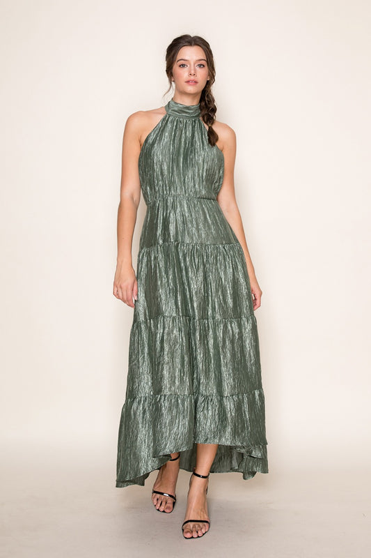 Halter Neck Tiered Maxi Dress