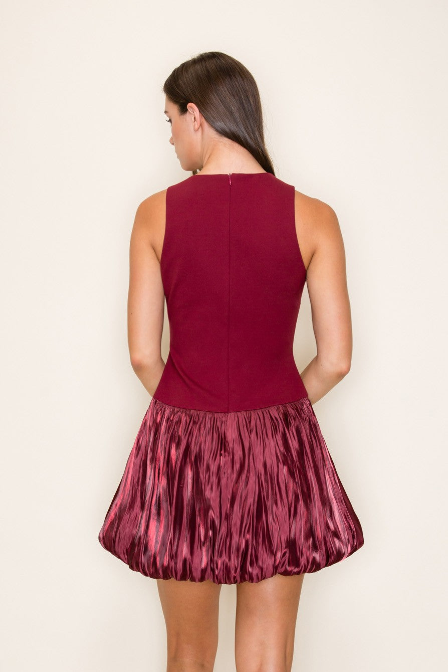 Combination Bubble Hem Mini Dress