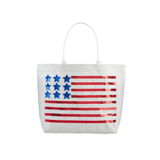 4th Of July Sparkle Tote-Wh
