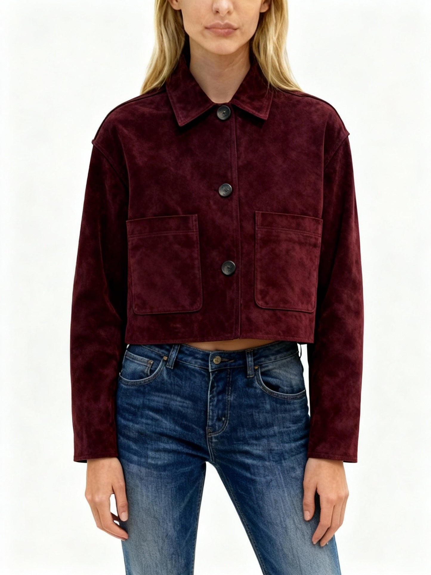 REAL SUEDE CROPPED BLAZER